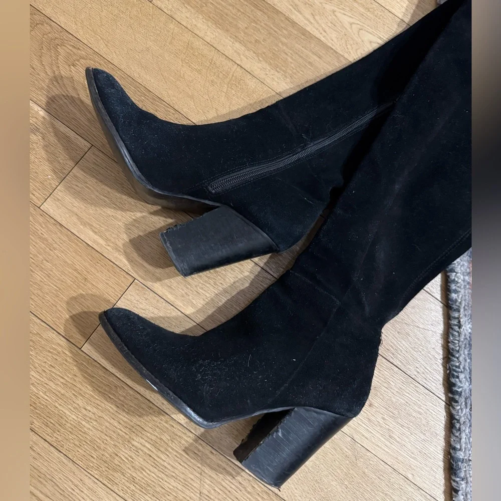 Aldo Black Suede Thigh-High Boots | Size 7 - Picture 4 of 11